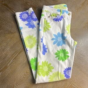 J. MCLAUGHLIN White Blue Green Floral Jean 2